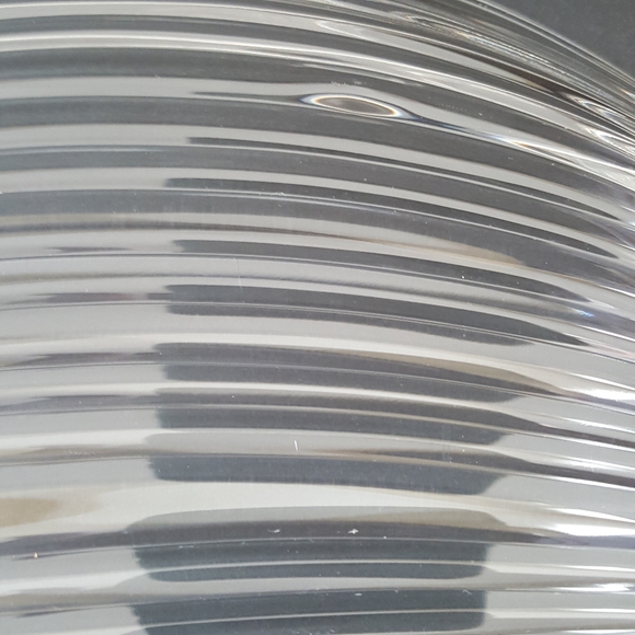 Vintage Glass Ribbed Serving Platter Gold Handles - Picture 5 of 7